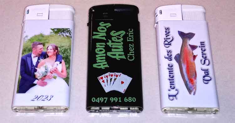 Briquet publicitaire avec logo ou photo - Impression UV-LED haute d&eacute;finition en Belgique - Clossetcadeaux